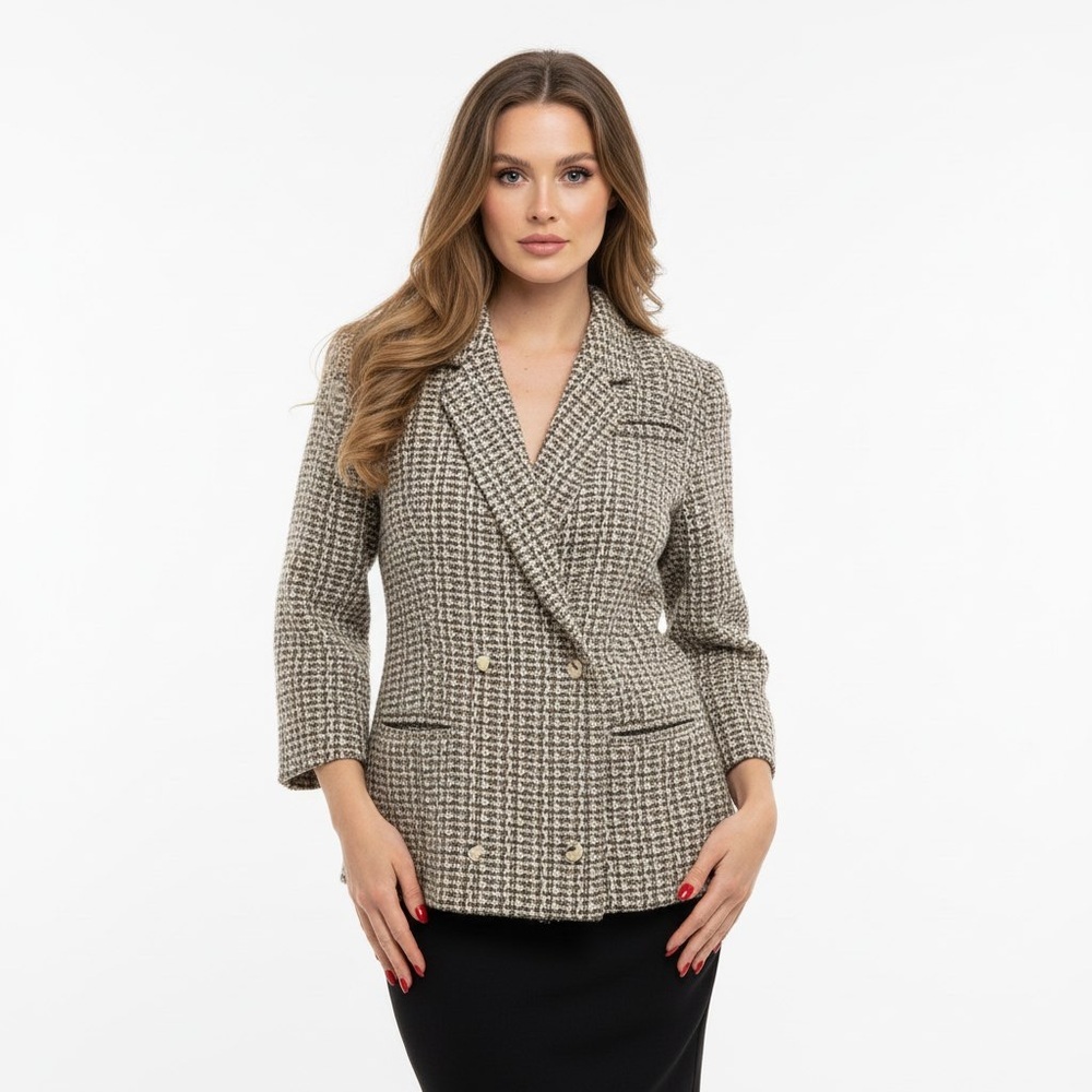 JAXSPORT TWEED BLAZER JACKET NEUTRAL PLAID WOMEN'S